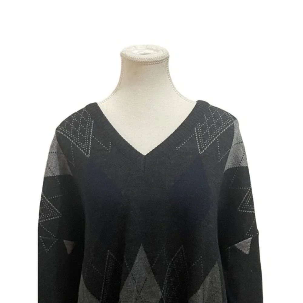 The Italian‎ Sweater Co Black Gray Preppy Academia Pull Over Casual  Sweater L